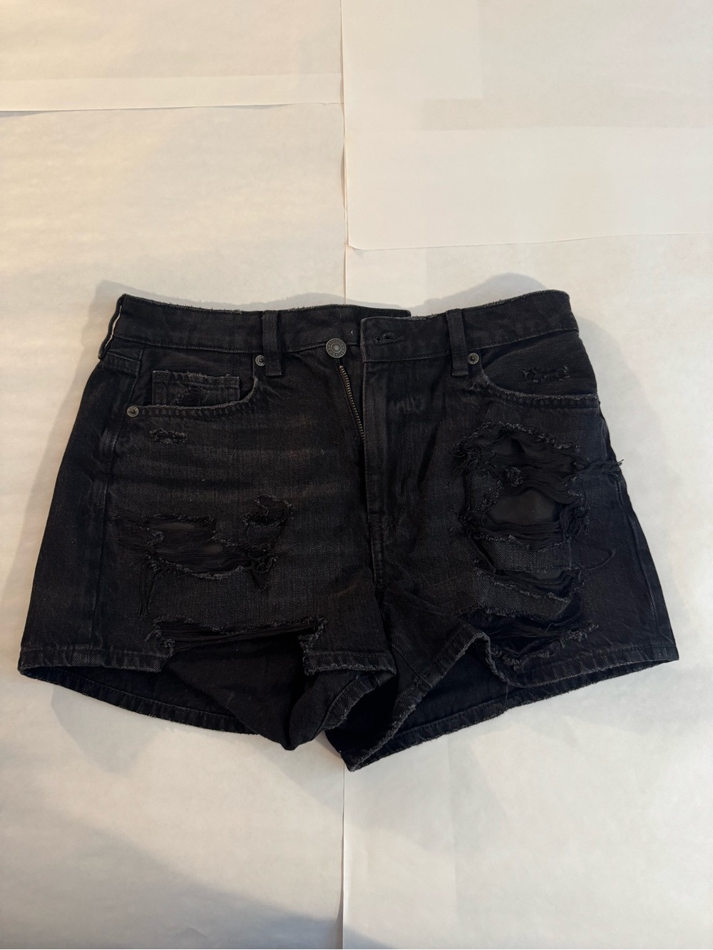 American Eagle Outfitters Black Distressed Denim Shorts